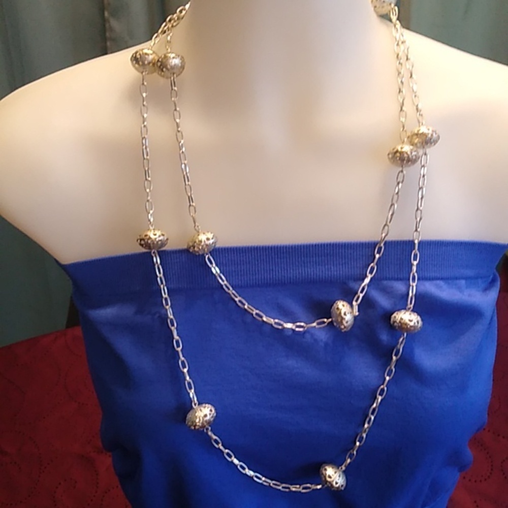 Vintage Silvertone Chained Necklace